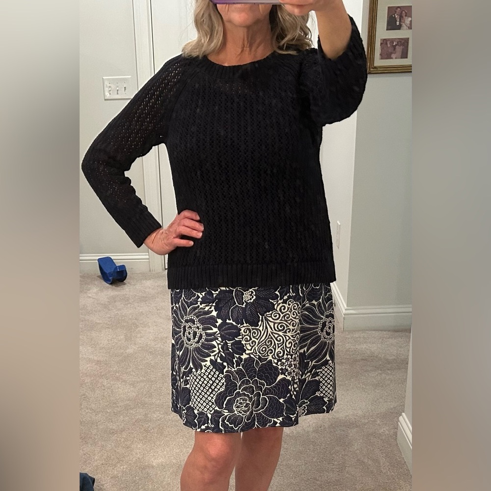 Talbots Navy Textured Women's Sweater and Skirt Set